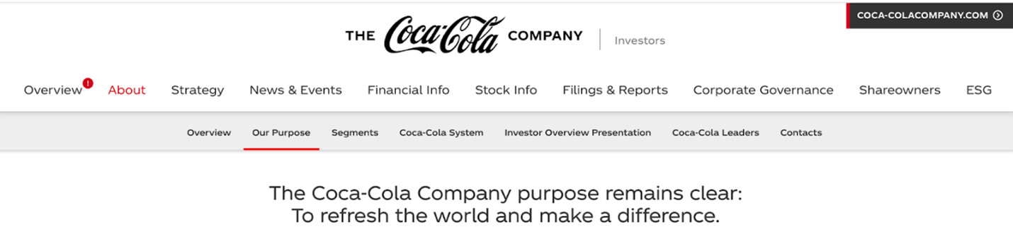 Coca-Cola's mission and brand purpose