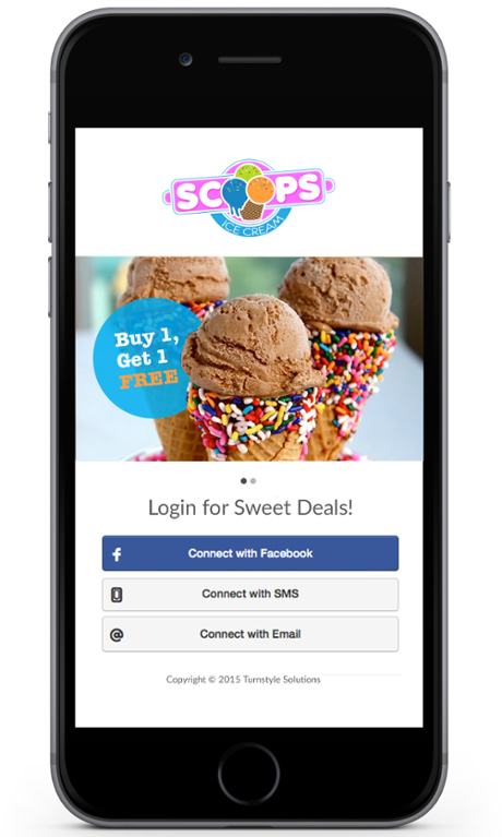 a mobile screen to login via a social platform, sms, or email