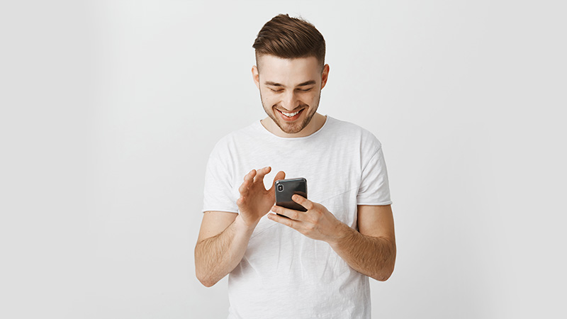 Man looking at mobile phone